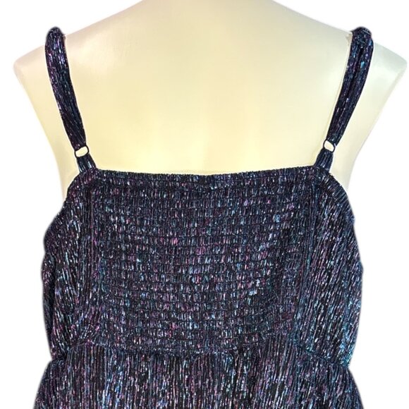 TORRID Tea Length Fluted Dress Size 4x Multicolor Metallic Thread Plisse Pleated - Picture 12 of 16